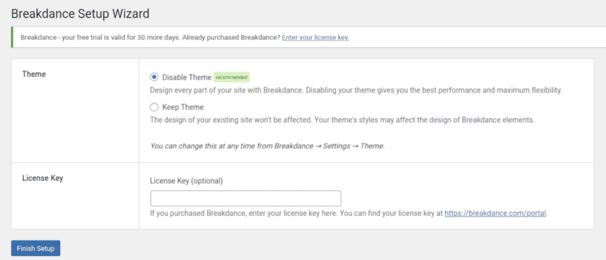 screenshot of Breakdance website builder menu