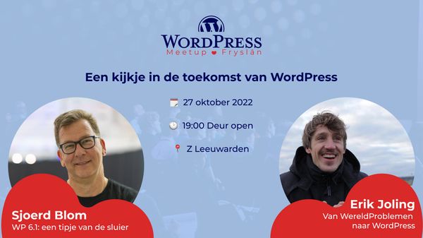 Kom naar de WordPress Meetup Fryslân op 27 oktober in Leeuwarden